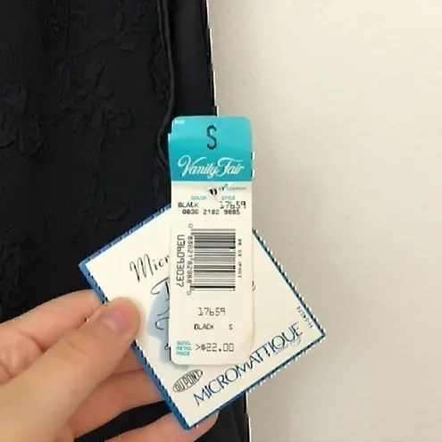 Vanity Fair NEW NWT VINTAGE VTG Black Textured Floral Semi Sheer Tank Top Small