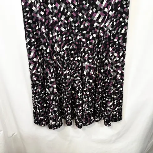 Jessica Howard Plus Size 22W Midi Dress Purple Black Geometric Sleeveless 1653