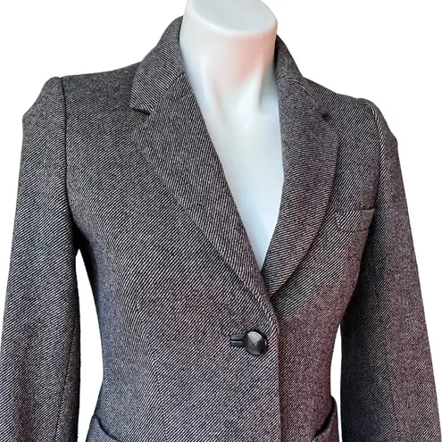 Jaeger Vintage London Herringbone Patch Pocket Blazer Jacket, US 6 (runs small)