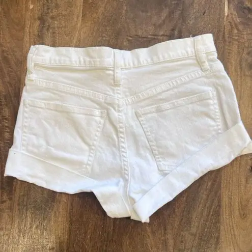 J.Crew  Women's White Casual Denim Jean Shorts Size 25 roll up Festival hi rise