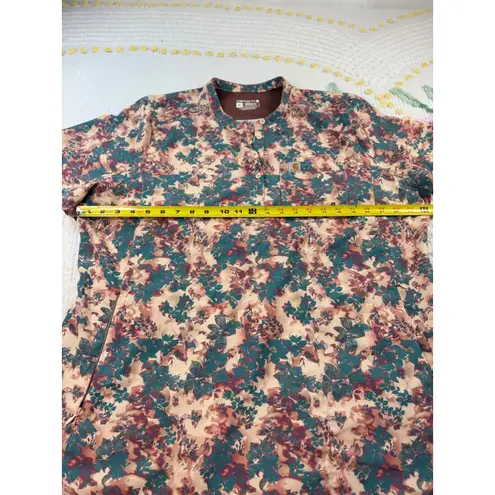 Carhartt  2XL Modern Fit Floral Print Button Henley Shirt Top