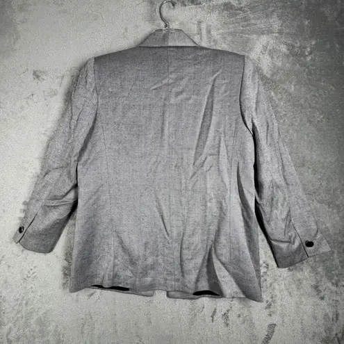 Vintage J Gallery Blazer Womens 7 8 Gray Herringbone Padded Shoulder Power Suit Size 8P