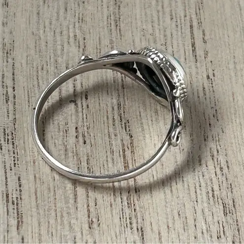 925 Sterling Silver Ladies Circle Cut Turquoise Ring Western Jewellery Gift Sz 9 Blue