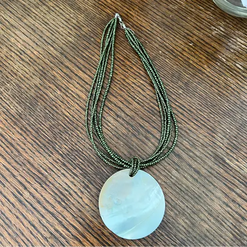 Necklace bundle of 3 navy, gold, green, shell