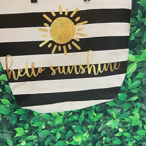 Beach / pool hello sunshine striped tote Black