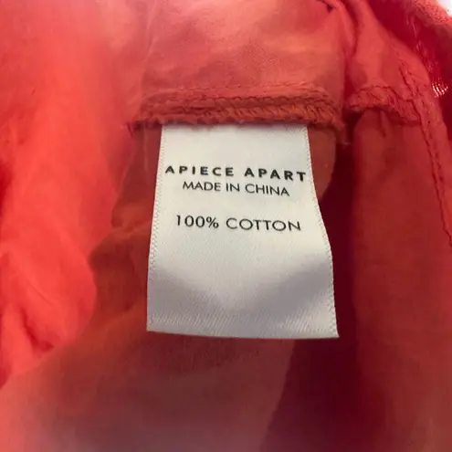 Apiece Apart Off The Shoulder Crop Top Gauze Crinkle Cotton Blouse Red Womens 6