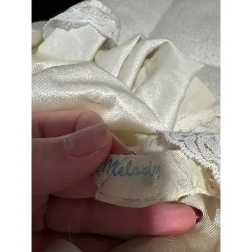 Melody Vintage Ivory Lace Trim Satin Camisole Tank Top Women's Small 90s