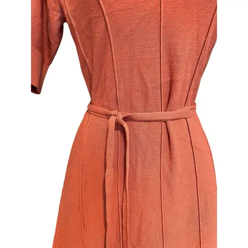 Adam Lippes Knit Collar Dress Mauve Pink V-Neck Pullover Short Sleeve Sz S