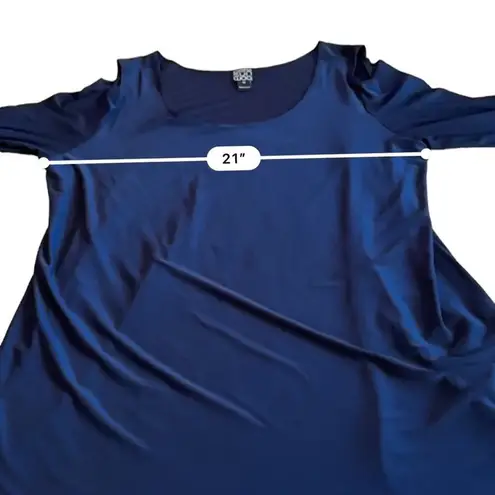 Clara Sun Woo Navy Blue Scoop Neck Cold Shoulder Tunic Top Sz 1X
