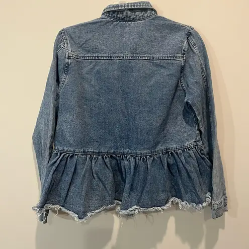 Mud Pie Boutique Denim Ruffle Jacket Size Small