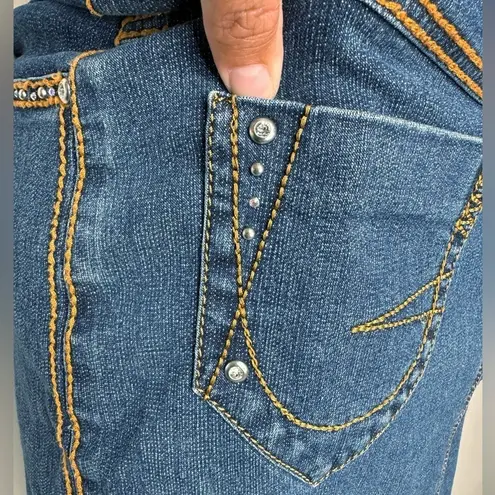 Lafei Nier Country Denim Skirt Mid Length Size 4 with Contrast Stitching Blue