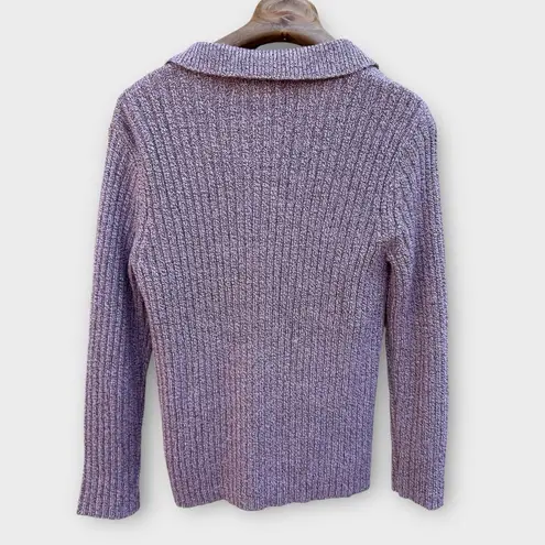 Carolyn Taylor Chunk Ribbed Knit Zip Up Cardigan