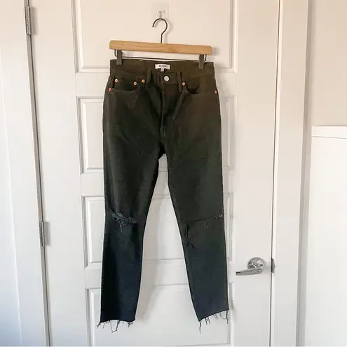 RE/DONE 90's High Rise Ankle Crop Jeans Jet Black With Rips