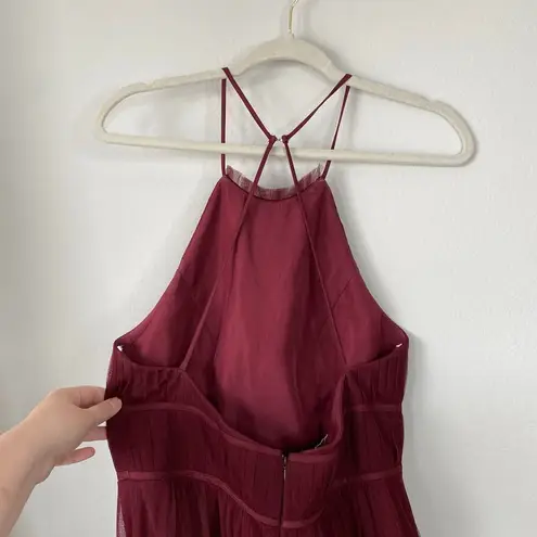 Jenny Yoo Collection Helena Tulle Bridesmaid Dress Burgundy Red Size 10 Halter