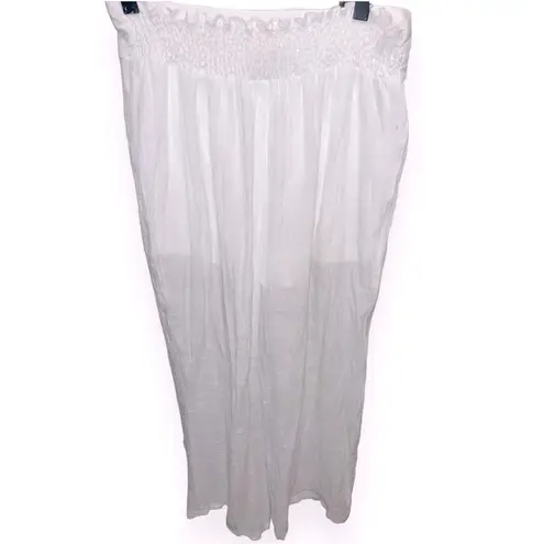 I.N. San Francisco Wide Leg Pants Small White Bow Cropped Flowy Casual BOHO linen