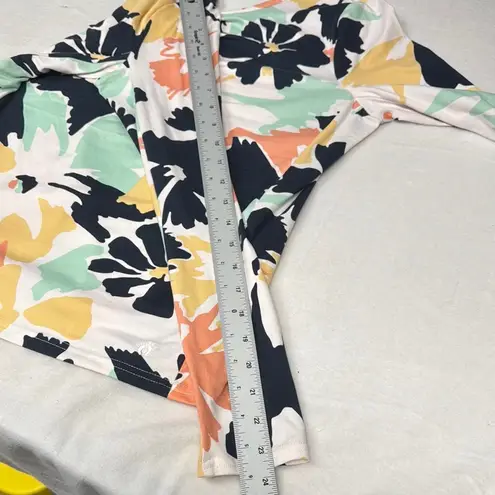 Hang Ten Floral Athletic Top Long Sleeve Round Neck Side Zipper Floral UV Protec