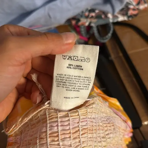 Peppermayo Nwt Colorful Summery Striped Smocked Tie Back Linen Tube Top