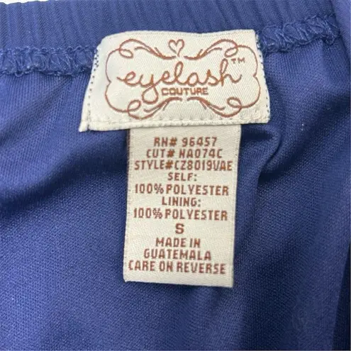 Eyelash Couture Women's S Blue Ruffle Cross-Back Sleeveless Short Dress Casual