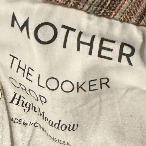 Mother The Looker Crop High Meadow Stripe Skinny Jeans Pants Stripe Size 25 Blue