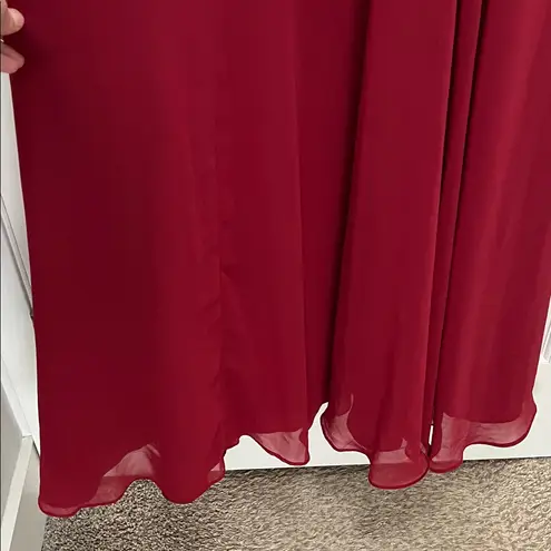 Kennedy Blue Natalie Red Bridesmaid Maxi Dress w/ Chiffon Skirt - Size 20