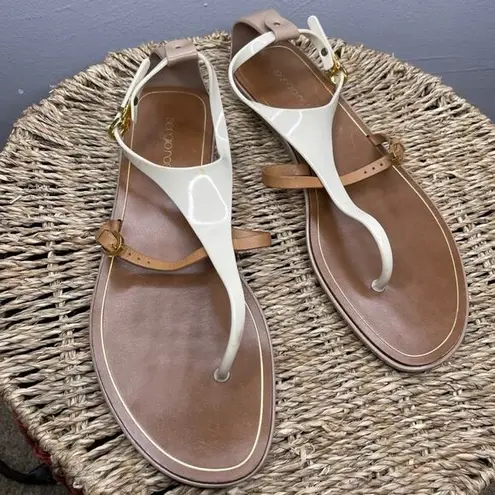 SERGIO ROSSI Thong Sandals Womens Size 40 US 10 Summer Beachy Leather Italy Luxe Tan