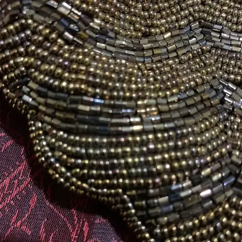 Gorgeous EUC copper and bronze beaded mini evening bag Brown