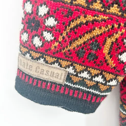 Dale of Norway Womens Vintage 90s Fair Isle Knit 100% Wool Cardigan Sweater S Red