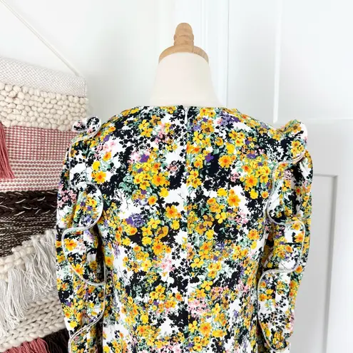 Essentiel Antwerp Zamel Floral Ruffled Blouse Sz 32 EU 0 US Yellow