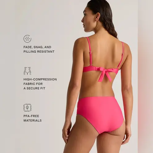 Quince NWT Italian High Rise Hibiscus Pink Bikini Bottom Swimwear Sz L