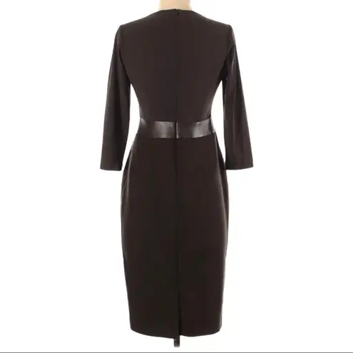 Rickie Freeman Teri Jon Sheath Dress Faux Leather Brown Size 4