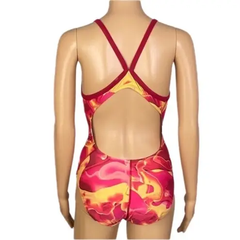 Nike  pink, red and yellow “Fastback” one-piece swimsuit in size 32=6. EUC