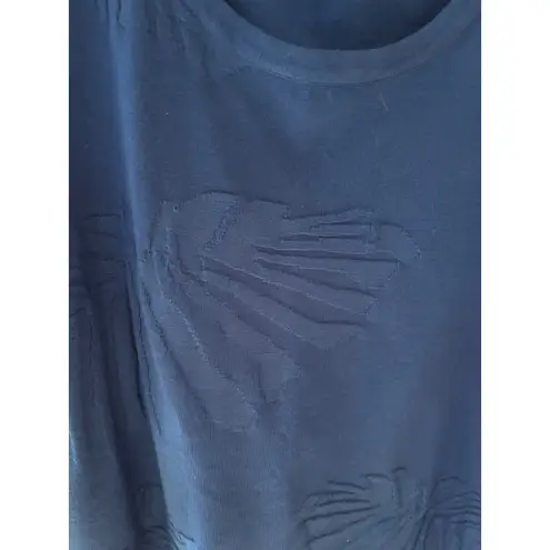 Cable & Gauge Royal Blue Sleeveless Knit Top with Embossed Shell Pattern Size XL