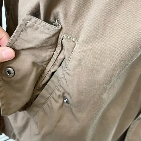 Club Monaco Womens Jacket Hooded Lightweight Casual Utility 100% Cotton Brown S