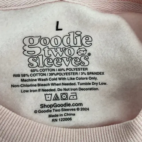 Goodie Two Sleeves Pumpkin Spice Sweatshirt Women's Size L Pink Graphic Pullover