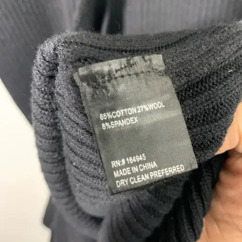 Toccin NY black, long sleeve, ribbed, cotton wool spandex blend midi dress L