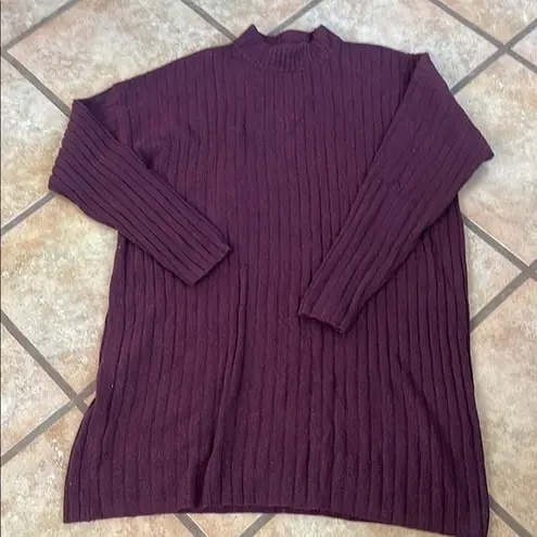 Hilary Radley Purple Ribbed Long Sleeve Mock Neck Dress