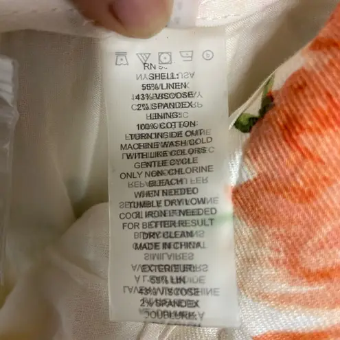 Tahari ELIE NWT Floral Linen Blend Wide Leg Pants Size 4