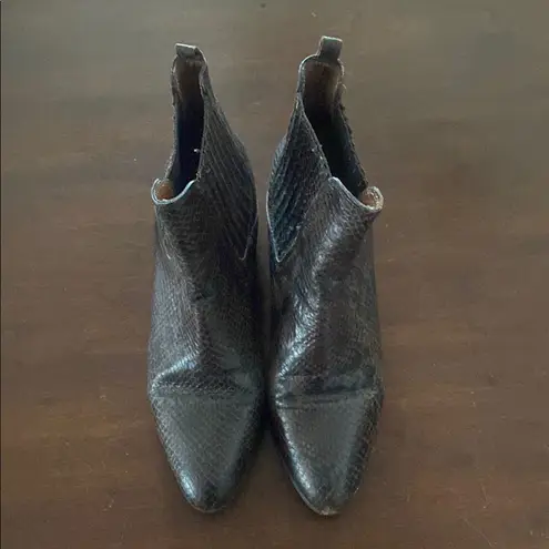 Jonak Paris Snakeskin Ankle Boots Black Size 7