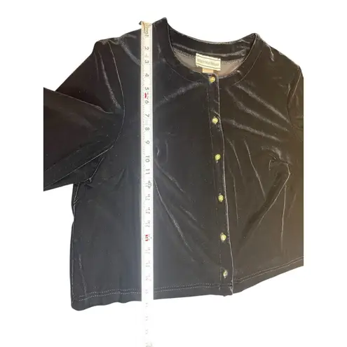 August Max Woman 20W Black Velvet Button Front Cardigan Top Evening Soft Luxe