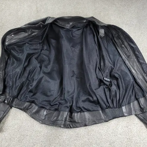 Womens Leather Motorcycle Jacket 3XL Black Vented Gusset Zip Up Biker Riding Size undefined