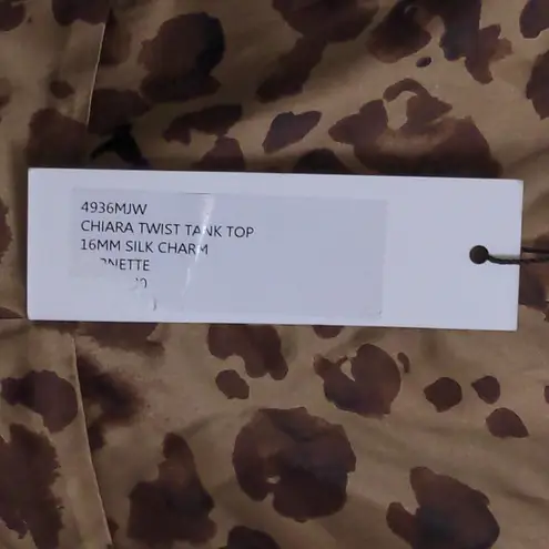 L'Agence Chiara Silk Twist Tank Top Brown Leopard Sleeveless Pleated XS New