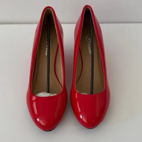 Women’s Red Heels Patent Size 7.5 Classic Platform Wedge Chic Pump Shoes New