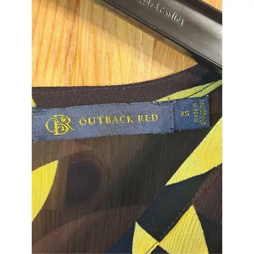 Outback Red  Sheer Geometric Pattern 3/4 Sleeve Blouse Sz XS (3977) - Image 4