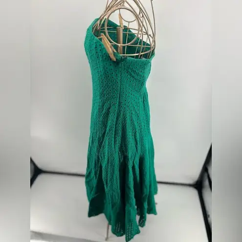 Maeve by Anthropology long green eyelet strapless dress size 8