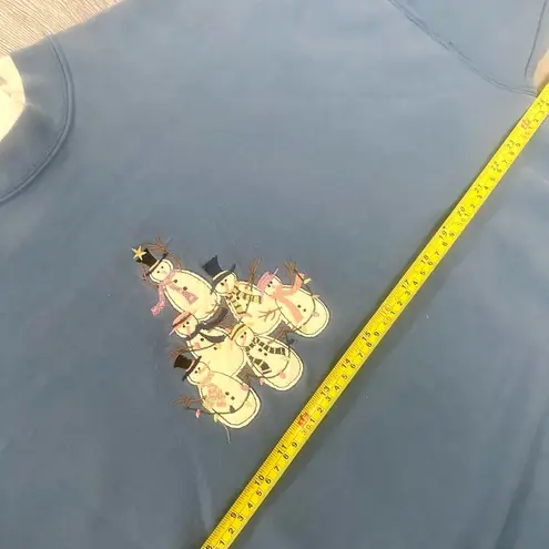 Vntg 90s Grandma Cottage Core 1X Sweatshirt Ugly Christmas Sweater Granny Cozy Blue