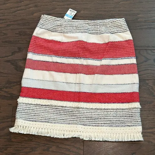 J. McLaughlin  Carmela Short A-Line Striped Skirt with Fringe Size 0 NWT