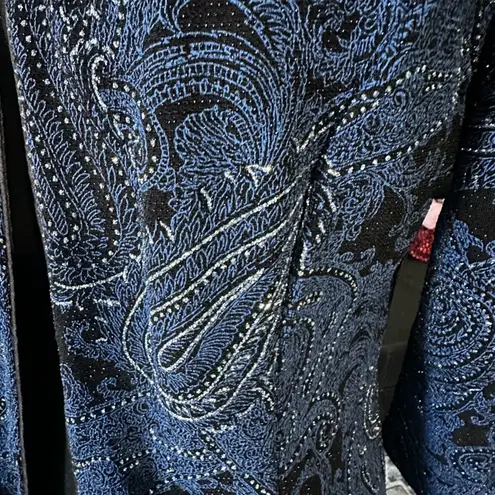 Onyx Nite Black & Blue Paisley Glitter Jacket Cardigan – Size M