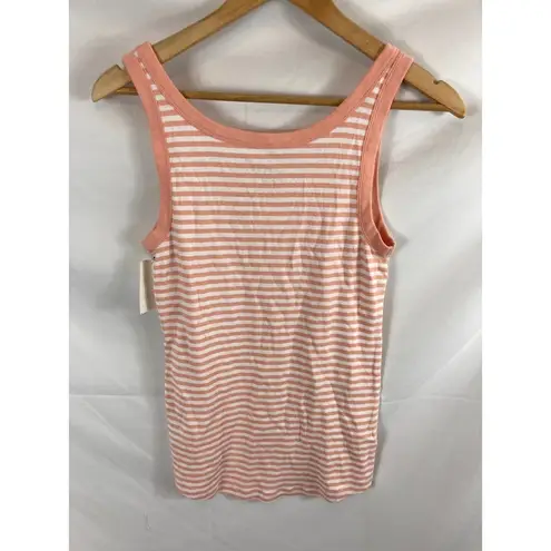 Caslon New Melody Ribbed Scoop Neck Tank Top in Pink White Stripe Small