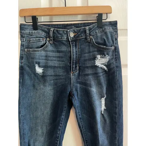 Just USA Dark Wash Distressed Ripped Skinny Jeans Denim Size 29