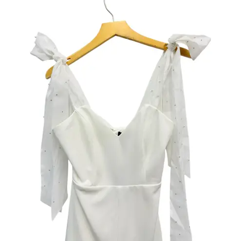 Lulus Certainly Aglow White Organza Pearl Tie